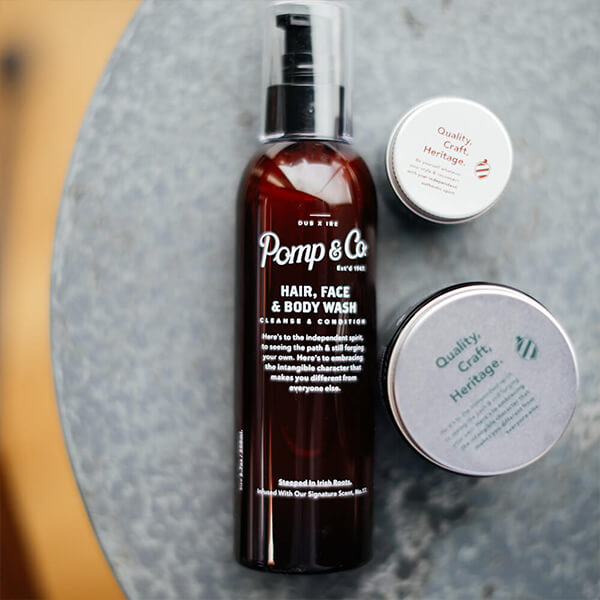 Eksklusiv shampoo fra Pomp & Co Pomp & Co. Wash, hårcreme samt skæg balsam.